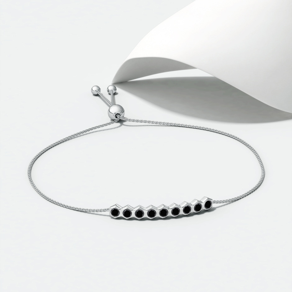 3mm AA Natori x Angara Hexagonal Black Diamond Bolo Bracelet in White Gold lifestyle