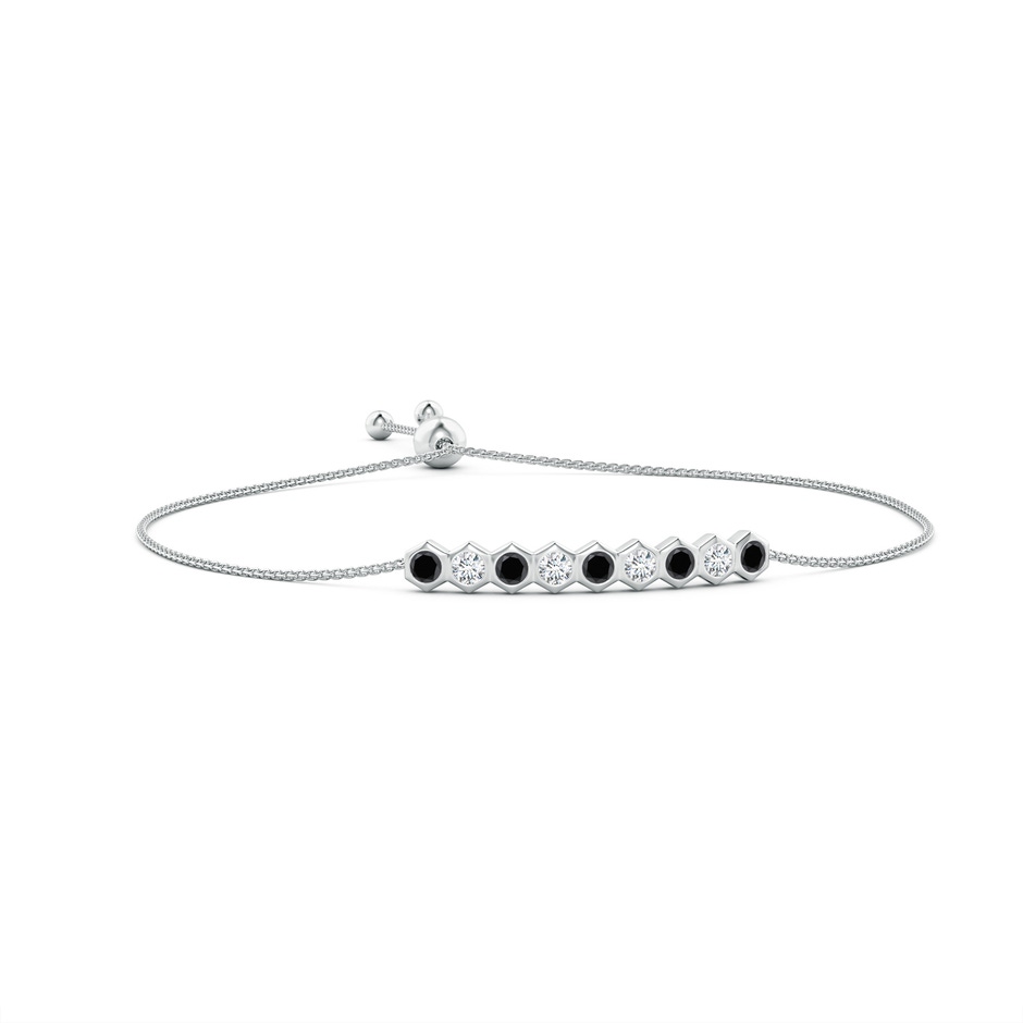 3mm AA Natori x Angara Hexagonal Black Diamond and Diamond Bolo Bracelet in White Gold 