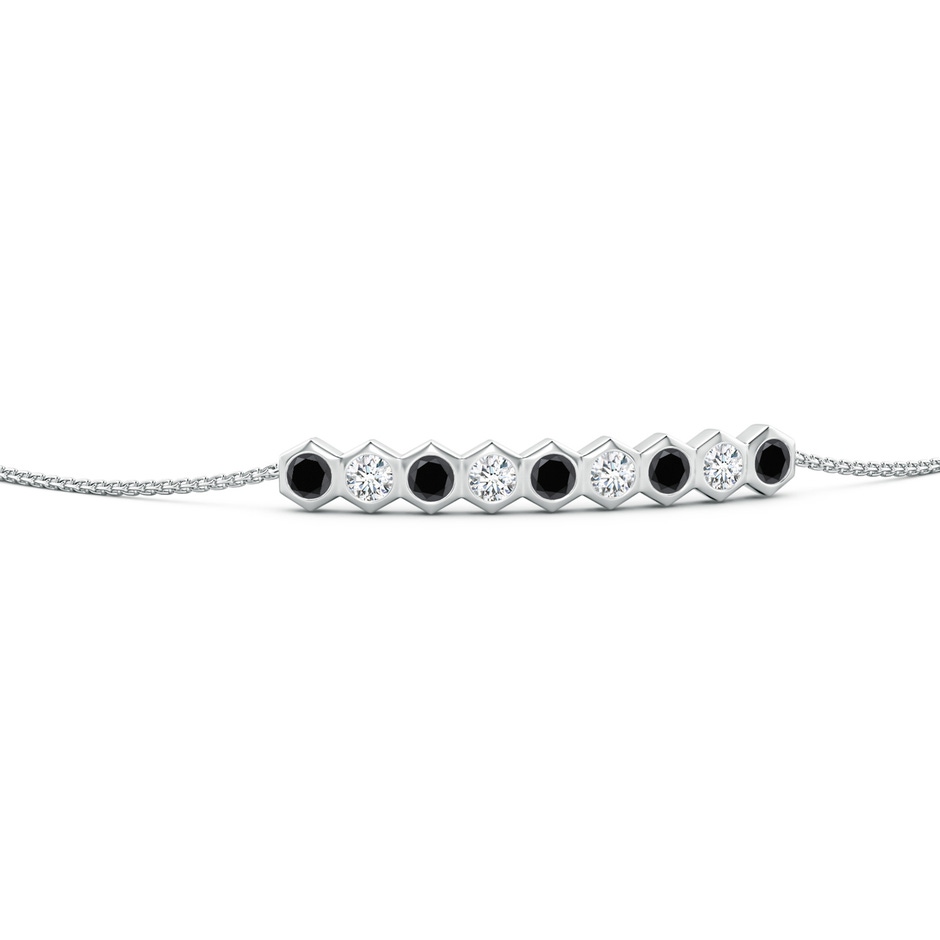 3mm AA Natori x Angara Hexagonal Black Diamond and Diamond Bolo Bracelet in White Gold side 1