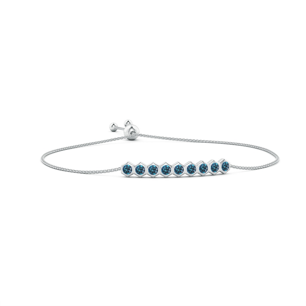 3mm AAA Natori x Angara Hexagonal Blue Diamond Bolo Bracelet in White Gold