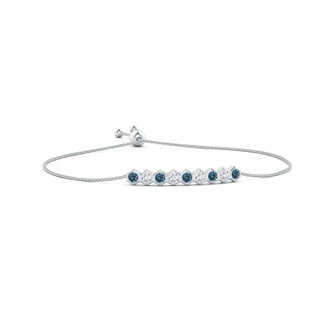 3mm AAA Natori x Angara Hexagonal Blue Diamond and Diamond Bolo Bracelet in White Gold