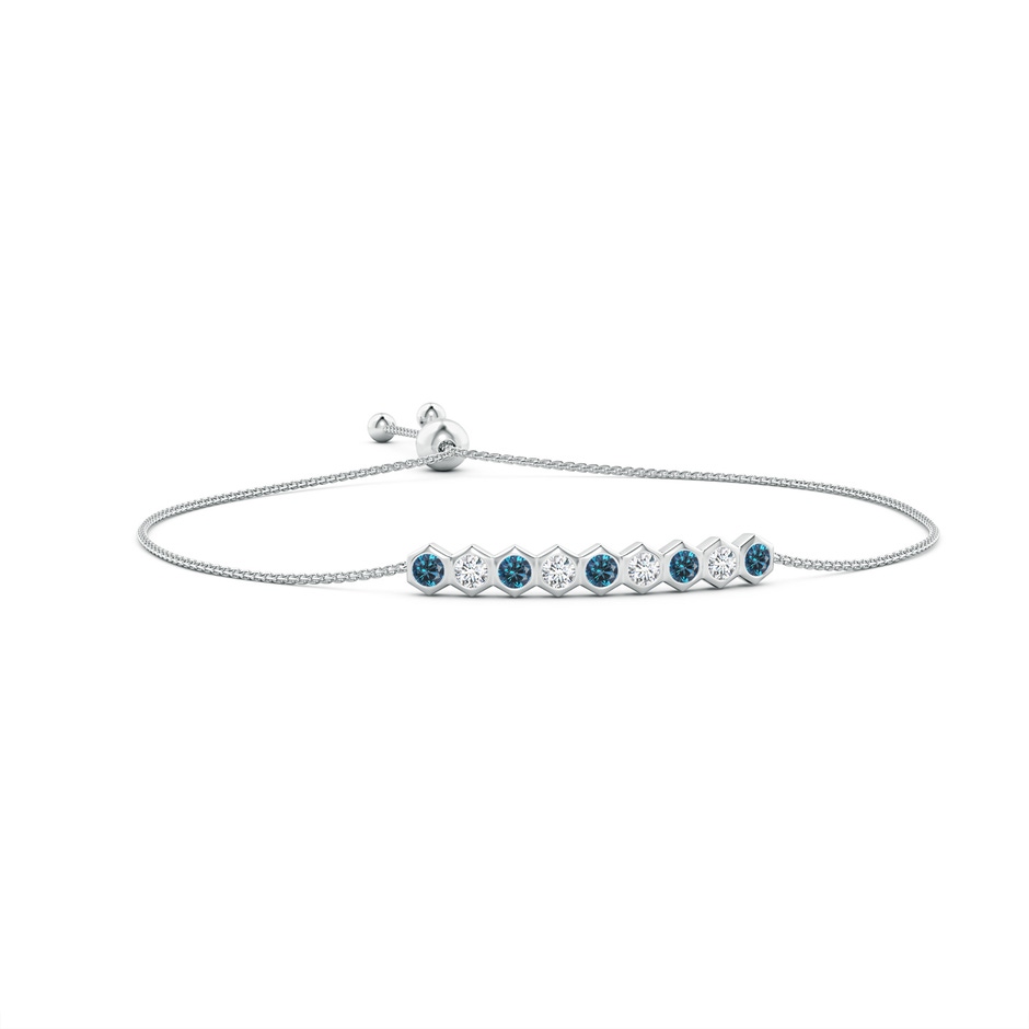 3mm AAA Natori x Angara Hexagonal Blue Diamond and Diamond Bolo Bracelet in White Gold 