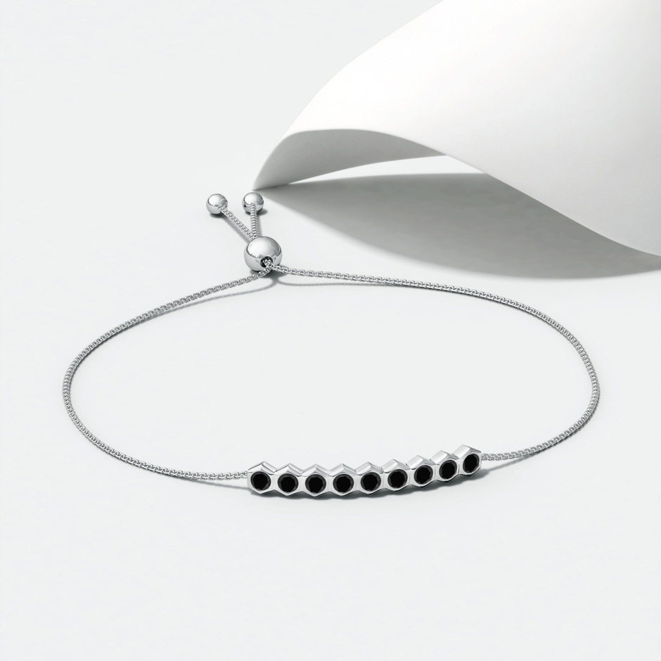 3mm AAA Natori x Angara Hexagonal Black Onyx Bolo Bracelet in White Gold Lifestyle