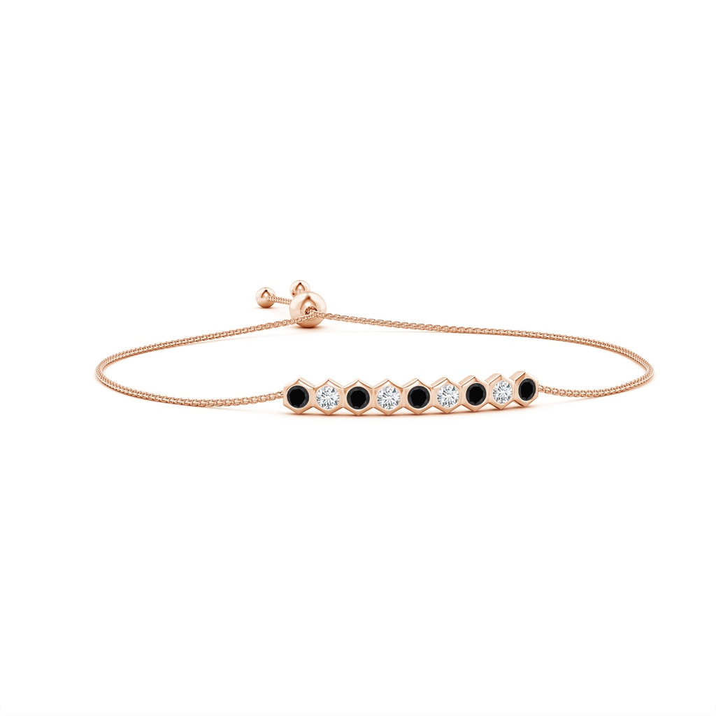 3mm AAA Natori x Angara Hexagonal Black Onyx and Diamond Bolo Bracelet in Rose Gold