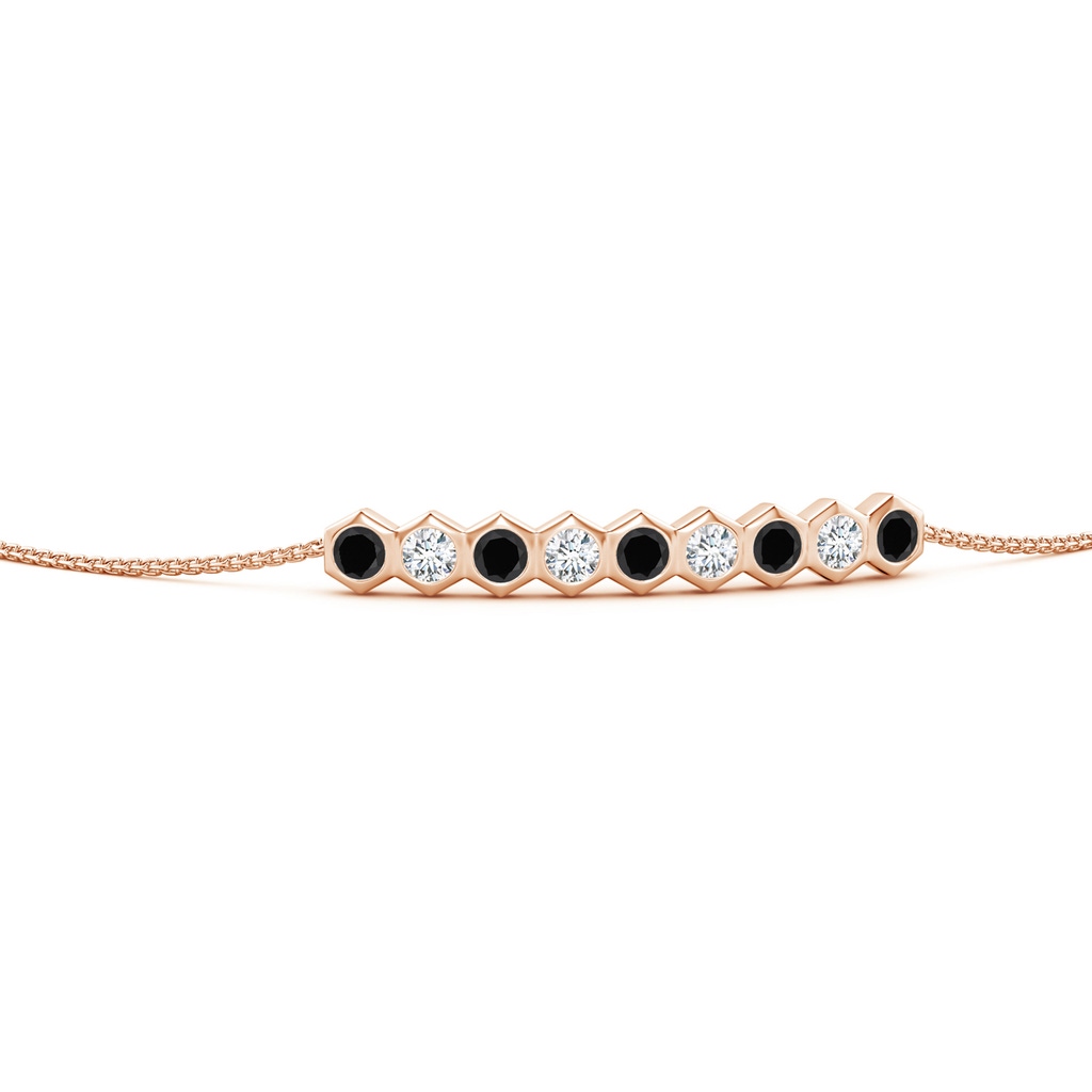 3mm AAA Natori x Angara Hexagonal Black Onyx and Diamond Bolo Bracelet in Rose Gold - side 199