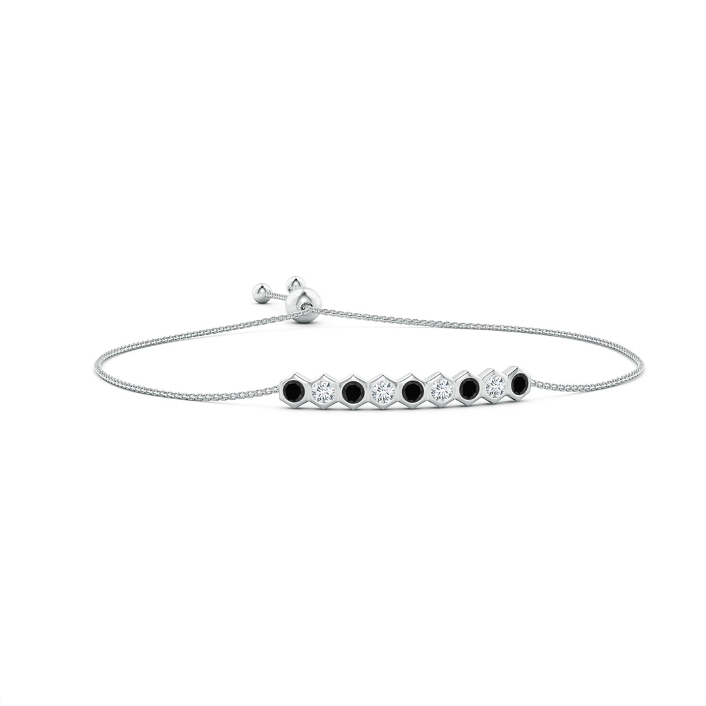 3mm AAA Natori x Angara Hexagonal Black Onyx and Diamond Bolo Bracelet in White Gold