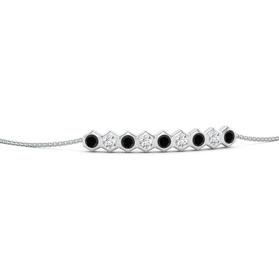 3mm AAA Natori x Angara Hexagonal Black Onyx and Diamond Bolo Bracelet in White Gold Side 1