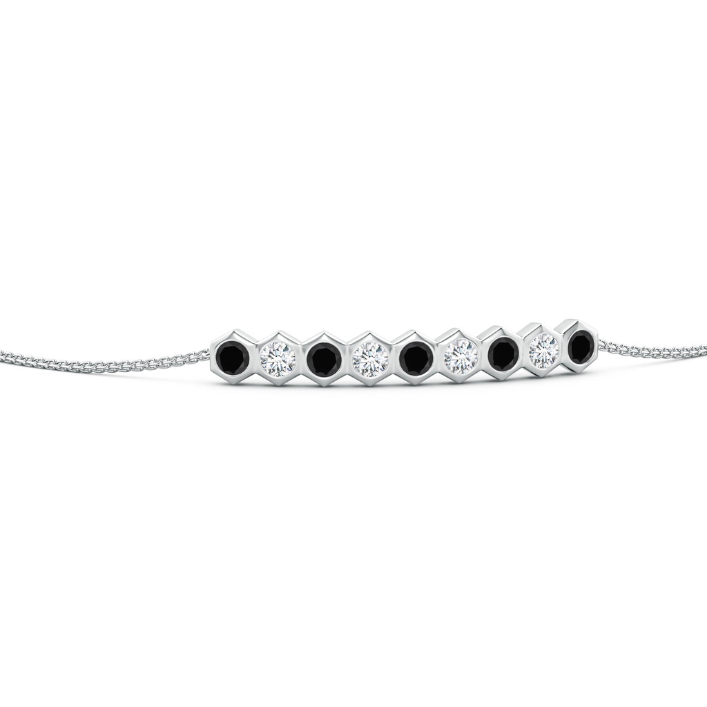 3mm AAA Natori x Angara Hexagonal Black Onyx and Diamond Bolo Bracelet in White Gold - side 199