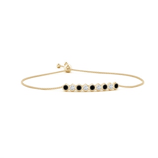 3mm AAA Natori x Angara Hexagonal Black Onyx and Diamond Bolo Bracelet in Yellow Gold