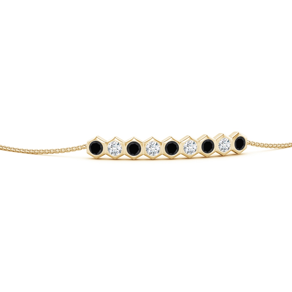 3mm AAA Natori x Angara Hexagonal Black Onyx and Diamond Bolo Bracelet in Yellow Gold - side 199
