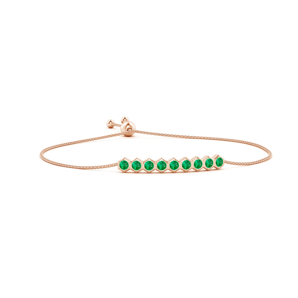 3mm AAA Natori x Angara Hexagonal Emerald Bolo Bracelet in Rose Gold 
