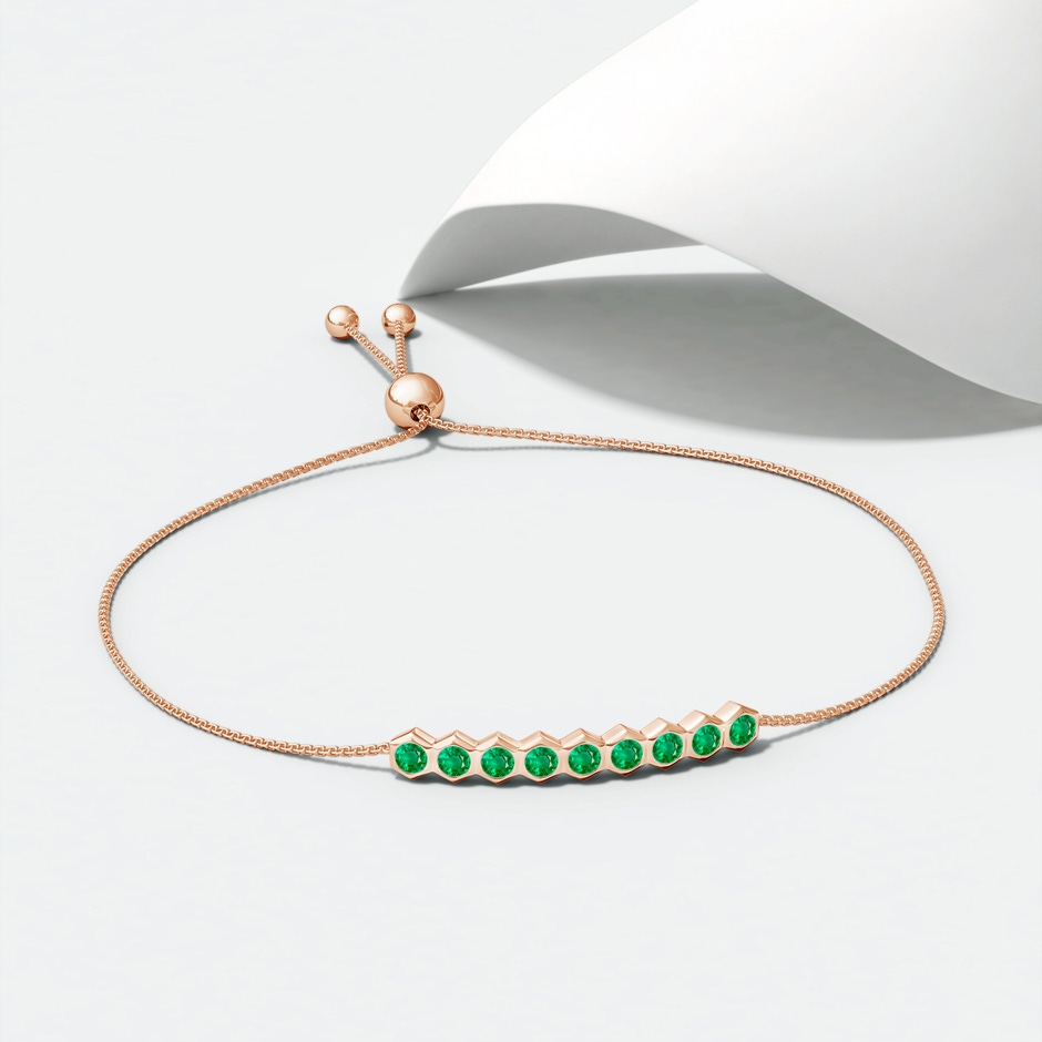 3mm AAA Natori x Angara Hexagonal Emerald Bolo Bracelet in Rose Gold lifestyle