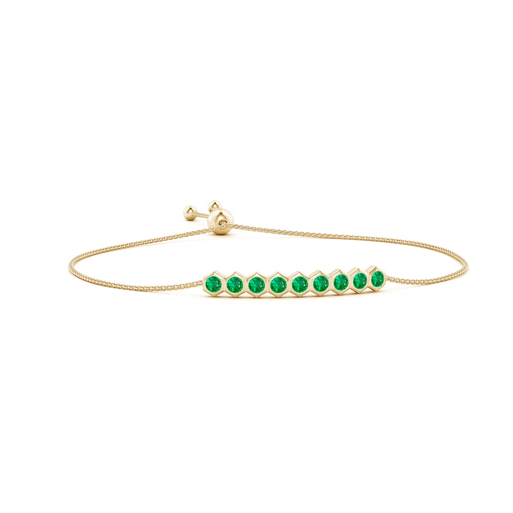 3mm AAA Natori x Angara Hexagonal Emerald Bolo Bracelet in Yellow Gold 