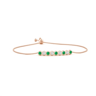 3mm AAA Natori x Angara Hexagonal Emerald and Diamond Bolo Bracelet in Rose Gold