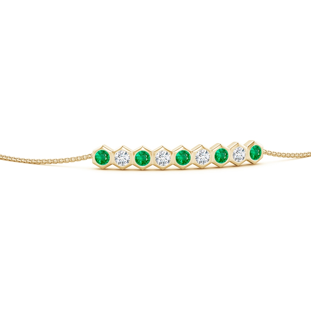 3mm AAA Natori x Angara Hexagonal Emerald and Diamond Bolo Bracelet in Yellow Gold Side 1