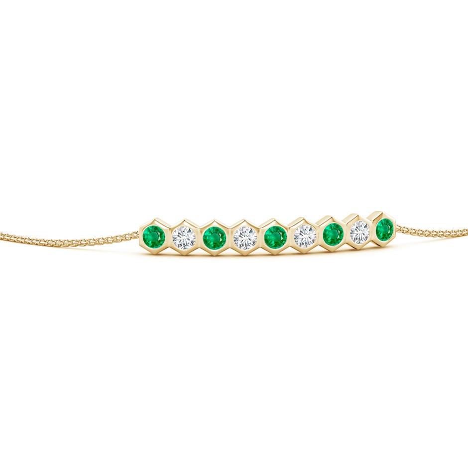 3mm AAA Natori x Angara Hexagonal Emerald and Diamond Bolo Bracelet in Yellow Gold side 1