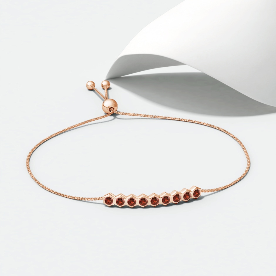 3mm AAA Natori x Angara Hexagonal Garnet Bolo Bracelet in Rose Gold lifestyle