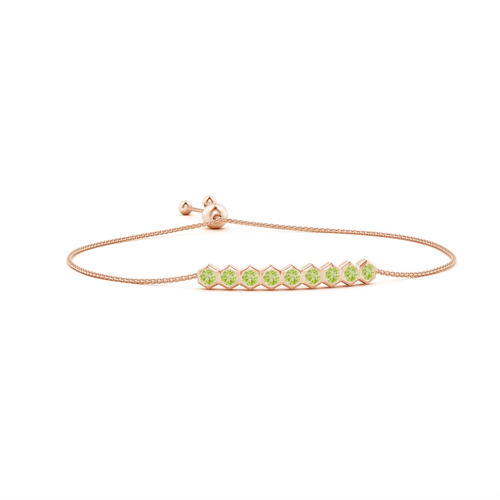 3mm AAA Natori x Angara Hexagonal Peridot Bolo Bracelet in Rose Gold