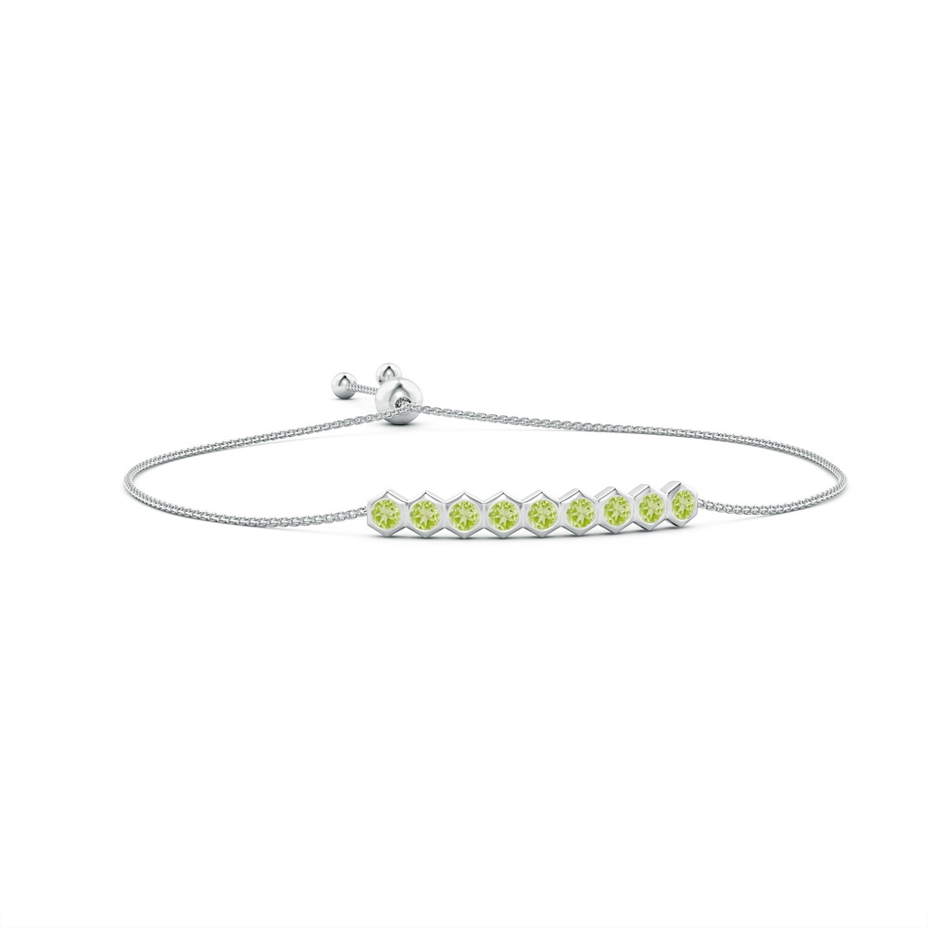 3mm AAA Natori x Angara Hexagonal Peridot Bolo Bracelet in White Gold