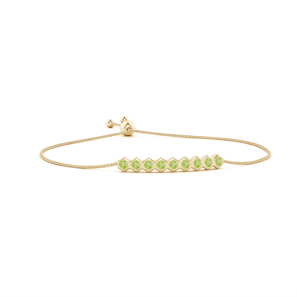 3mm AAA Natori x Angara Hexagonal Peridot Bolo Bracelet in Yellow Gold