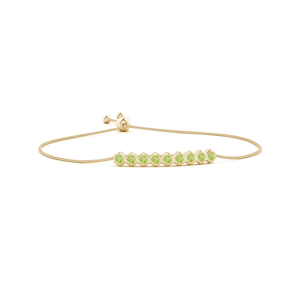 3mm AAA Natori x Angara Hexagonal Peridot Bolo Bracelet in Yellow Gold 