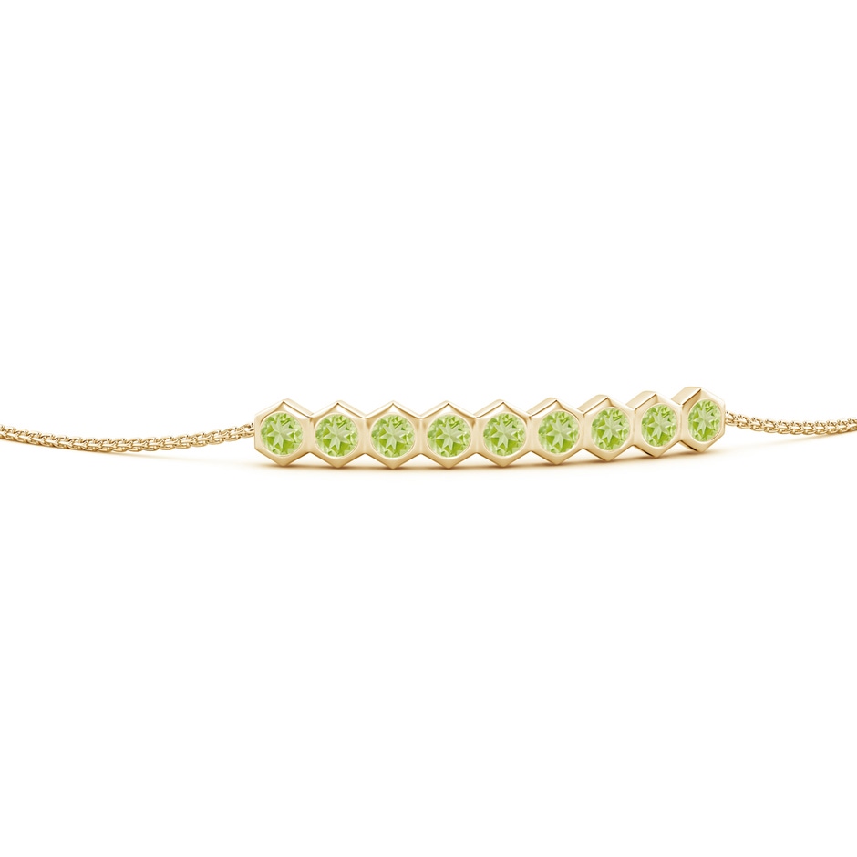 3mm AAA Natori x Angara Hexagonal Peridot Bolo Bracelet in Yellow Gold side 1