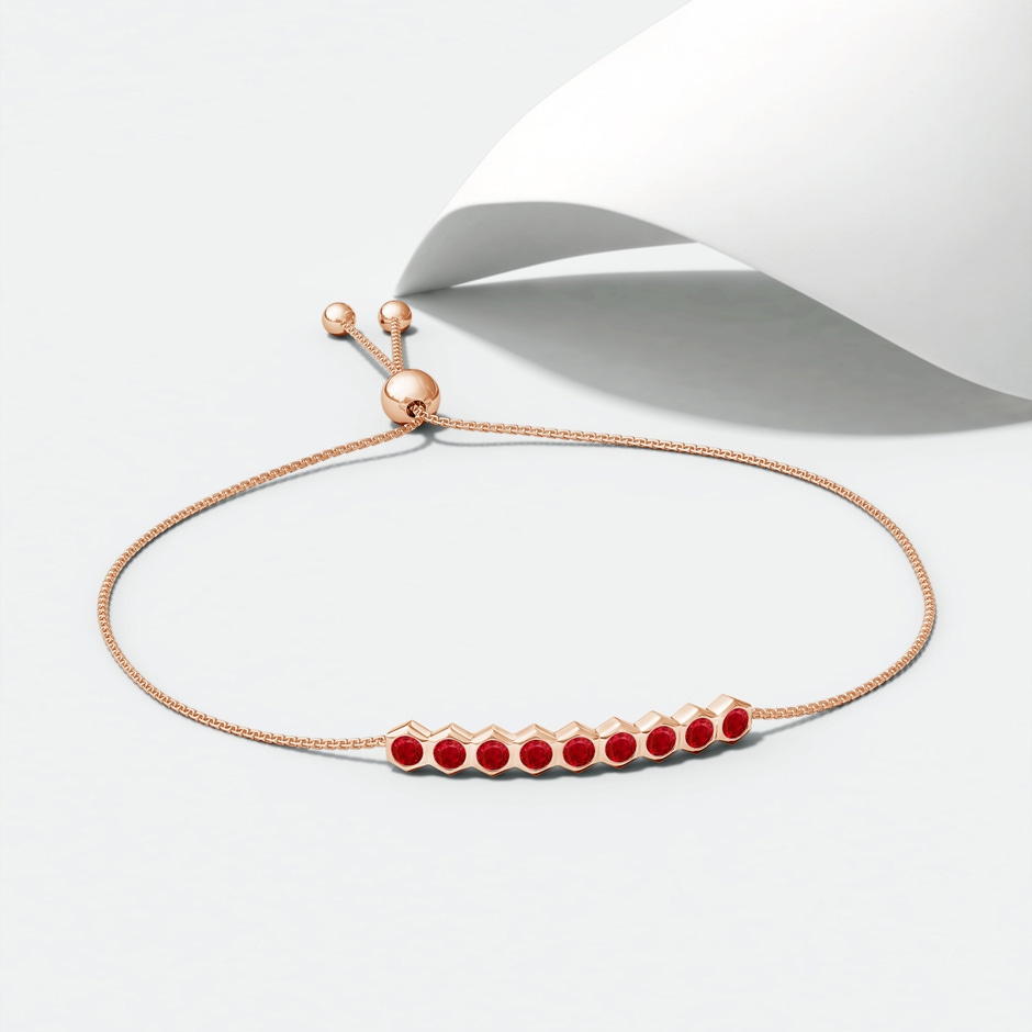 3mm AAA Natori x Angara Hexagonal Ruby Bolo Bracelet in Rose Gold lifestyle