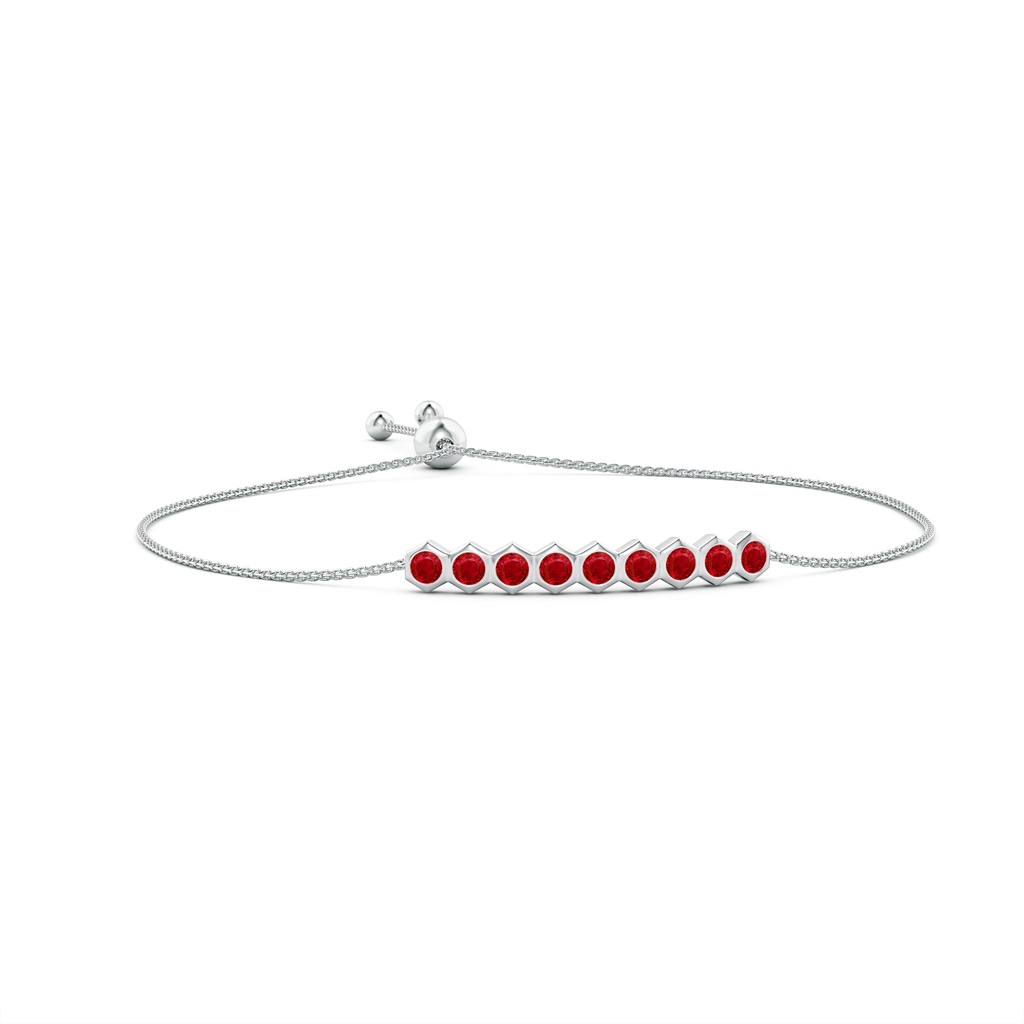3mm AAA Natori x Angara Hexagonal Ruby Bolo Bracelet in White Gold