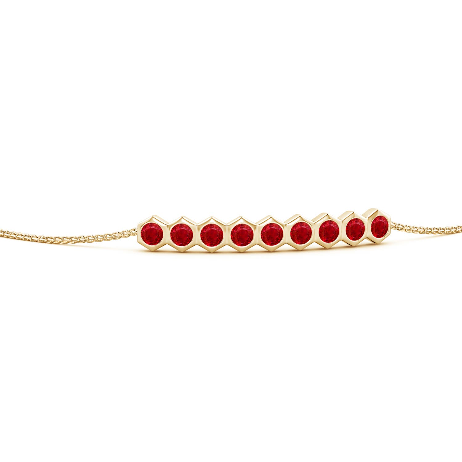 3mm AAA Natori x Angara Hexagonal Ruby Bolo Bracelet in Yellow Gold - side 1