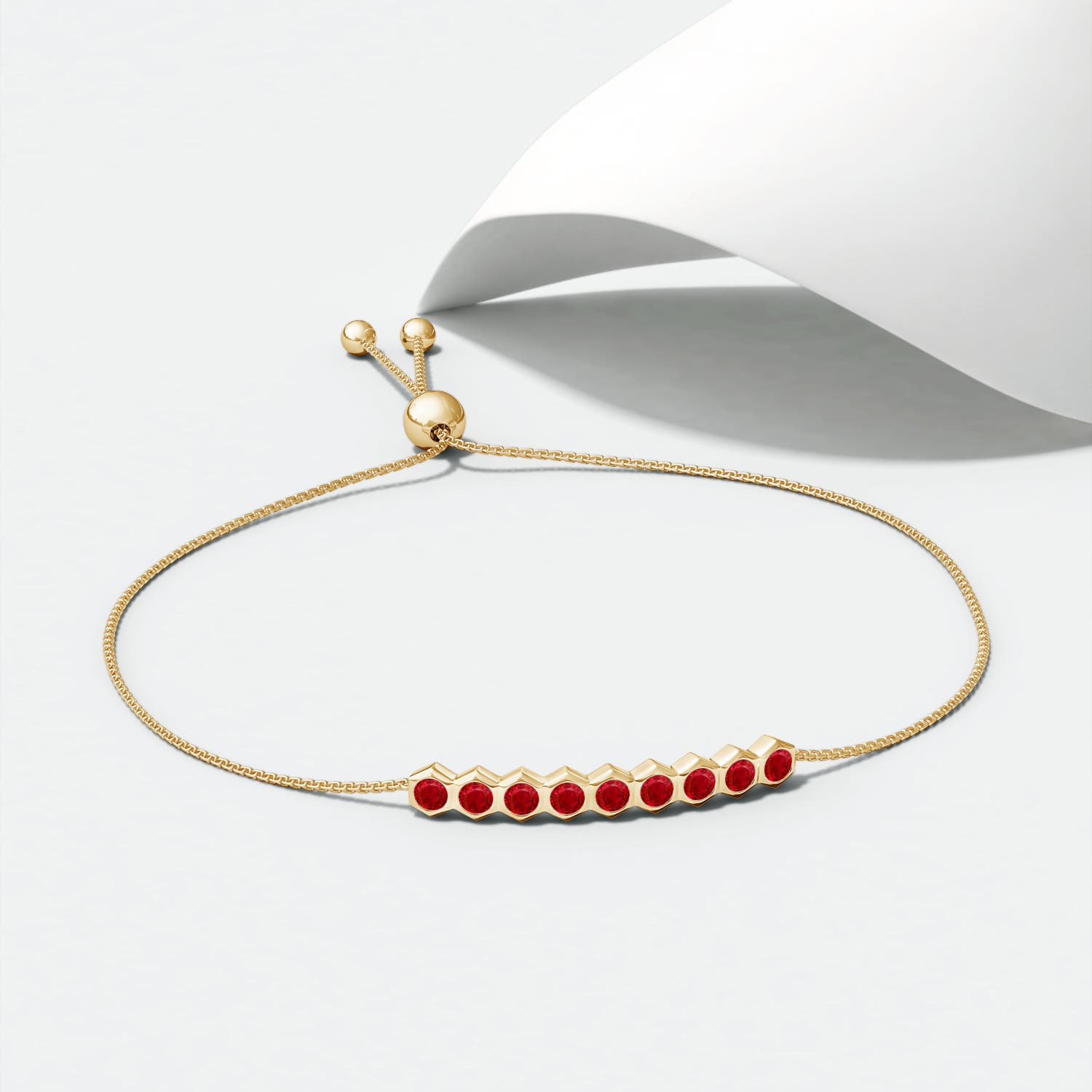 3mm AAA Natori x Angara Hexagonal Ruby Bolo Bracelet in Yellow Gold - lifestyle 3