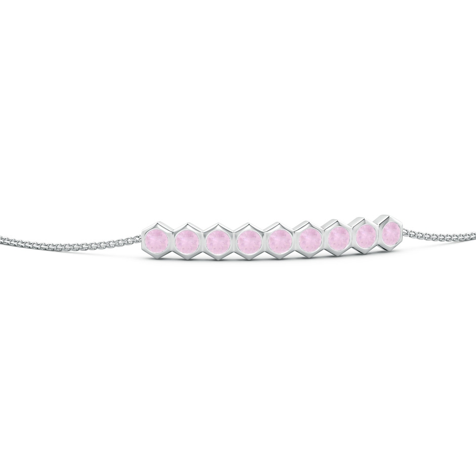 3mm AAA Natori x Angara Hexagonal Rose Quartz Bolo Bracelet in White Gold side 1