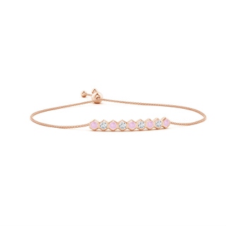 3mm AAA Natori x Angara Hexagonal Rose Quartz and Diamond Bolo Bracelet in Rose Gold