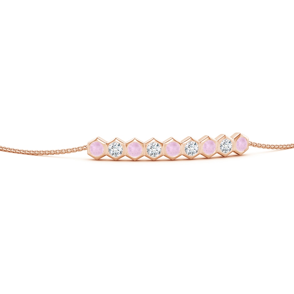 3mm AAA Natori x Angara Hexagonal Rose Quartz and Diamond Bolo Bracelet in Rose Gold side 1