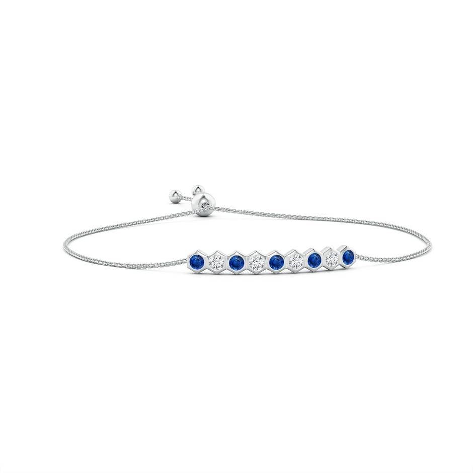 3mm AAA Natori x Angara Hexagonal Blue Sapphire and Diamond Bolo Bracelet in White Gold 