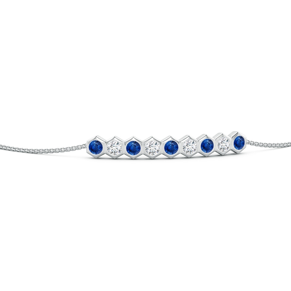 3mm AAA Natori x Angara Hexagonal Blue Sapphire and Diamond Bolo Bracelet in White Gold side 1