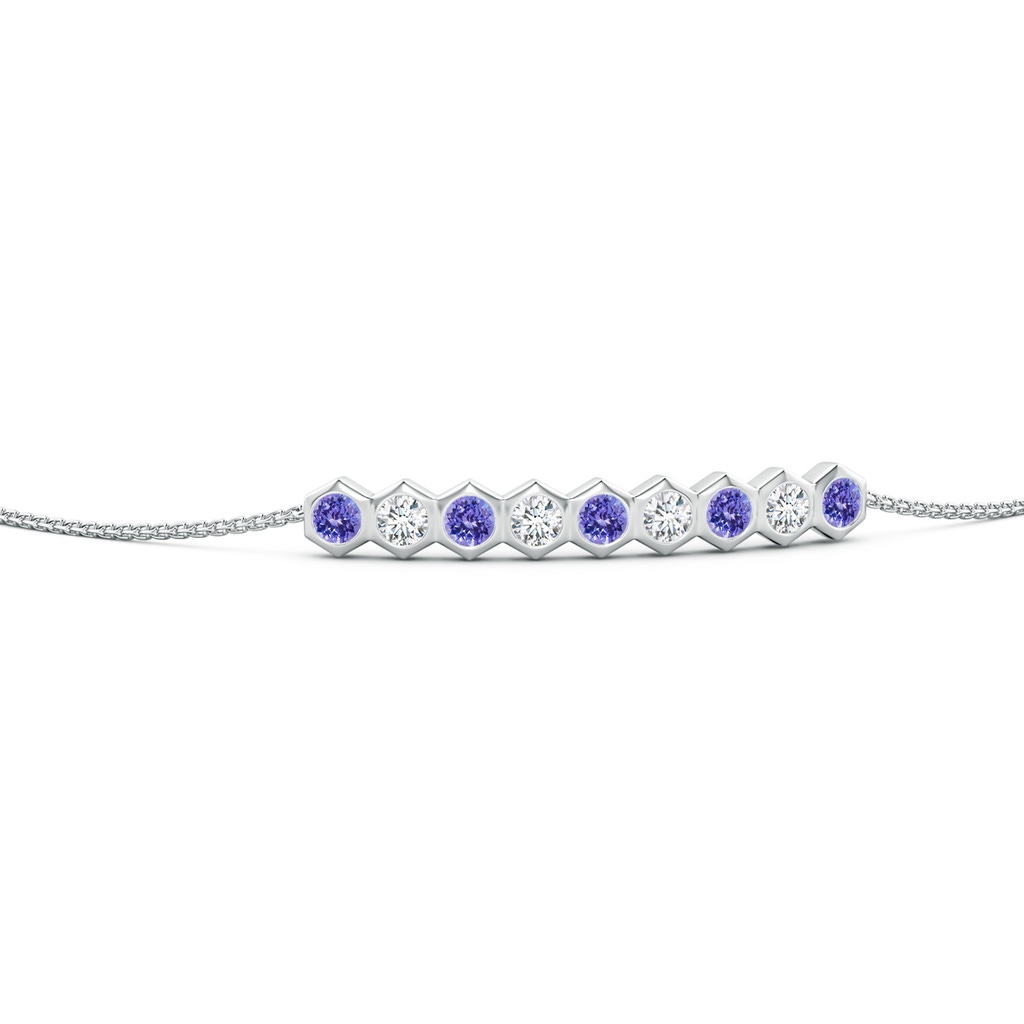 3mm AAA Natori x Angara Hexagonal Tanzanite and Diamond Bolo Bracelet in White Gold Side 1