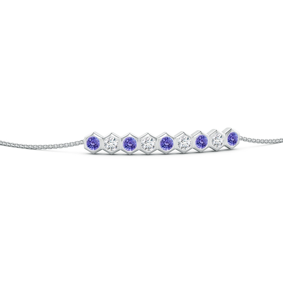 3mm AAA Natori x Angara Hexagonal Tanzanite and Diamond Bolo Bracelet in White Gold side 1