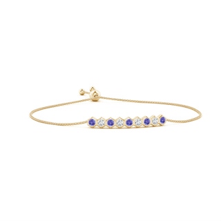 3mm AAA Natori x Angara Hexagonal Tanzanite and Diamond Bolo Bracelet in Yellow Gold