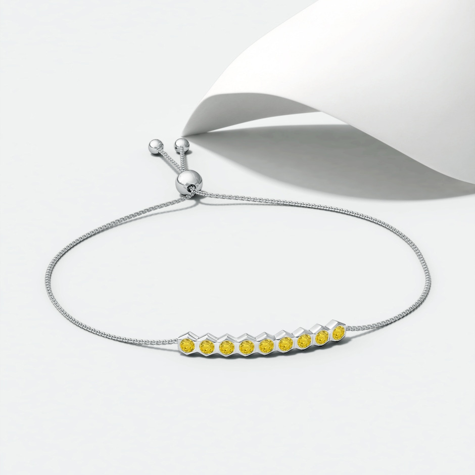 3mm AAA Natori x Angara Hexagonal Yellow Sapphire Bolo Bracelet in White Gold lifestyle