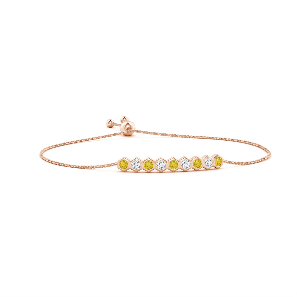 3mm AAA Natori x Angara Hexagonal Yellow Sapphire and Diamond Bolo Bracelet in Rose Gold