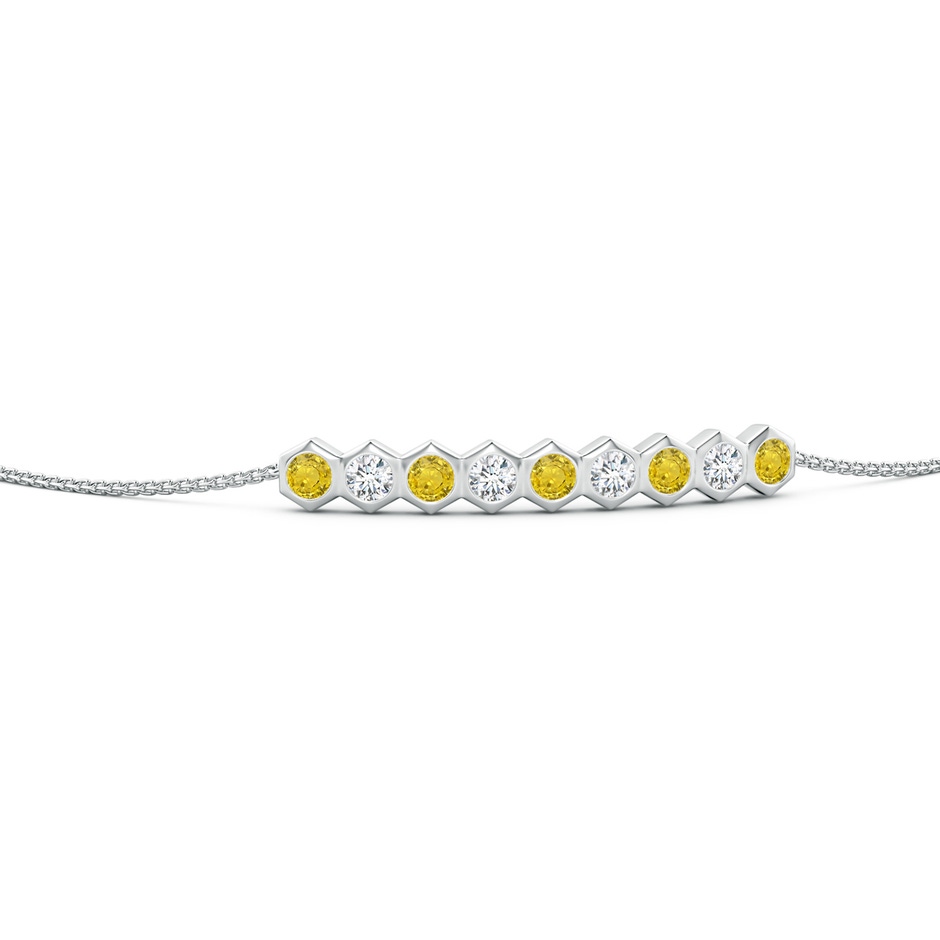 3mm AAA Natori x Angara Hexagonal Yellow Sapphire and Diamond Bolo Bracelet in White Gold side 1