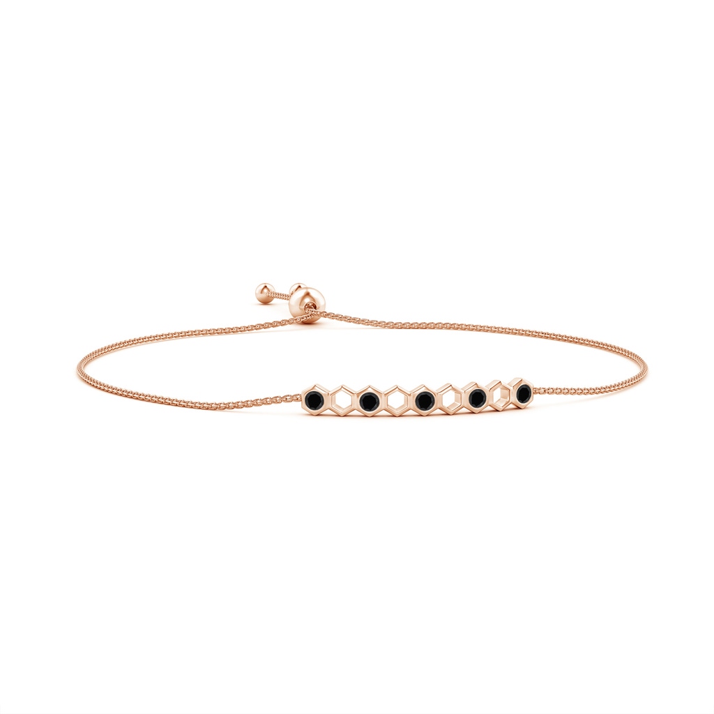 3mm AAA Natori x Angara Hexagonal Alternate Black Onyx Bolo Bracelet in Rose Gold