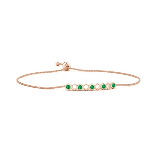 3mm AAA Natori x Angara Hexagonal Alternate Emerald Bolo Bracelet in Rose Gold