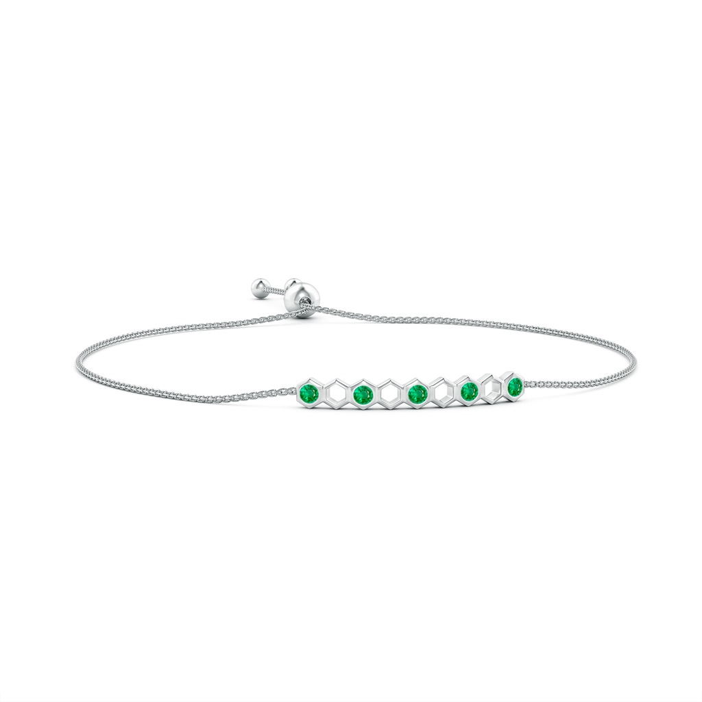 3mm AAA Natori x Angara Hexagonal Alternate Emerald Bolo Bracelet in White Gold