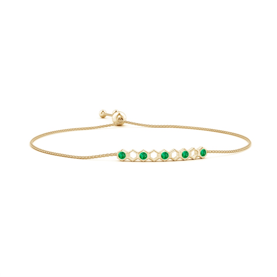 3mm AAA Natori x Angara Hexagonal Alternate Emerald Bolo Bracelet in Yellow Gold 