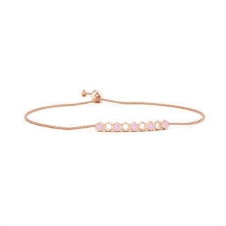 3mm AAA Natori x Angara Hexagonal Alternate Rose Quartz Bolo Bracelet in Rose Gold