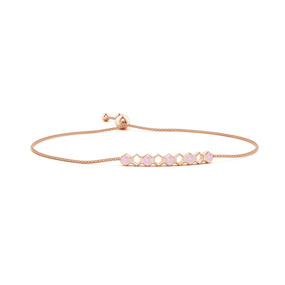 3mm AAA Natori x Angara Hexagonal Alternate Rose Quartz Bolo Bracelet in Rose Gold 