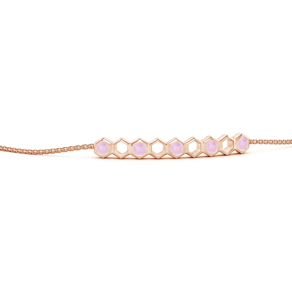 3mm AAA Natori x Angara Hexagonal Alternate Rose Quartz Bolo Bracelet in Rose Gold side 1