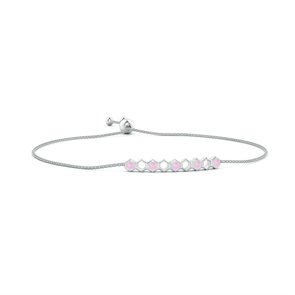 3mm AAA Natori x Angara Hexagonal Alternate Rose Quartz Bolo Bracelet in White Gold 