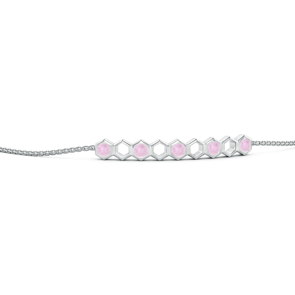 3mm AAA Natori x Angara Hexagonal Alternate Rose Quartz Bolo Bracelet in White Gold side 1